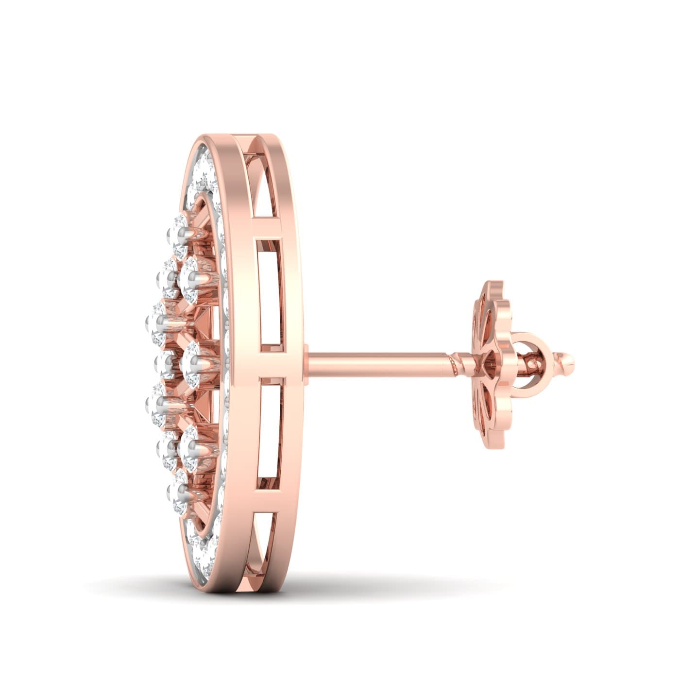 Round Chex Diamond Earrings