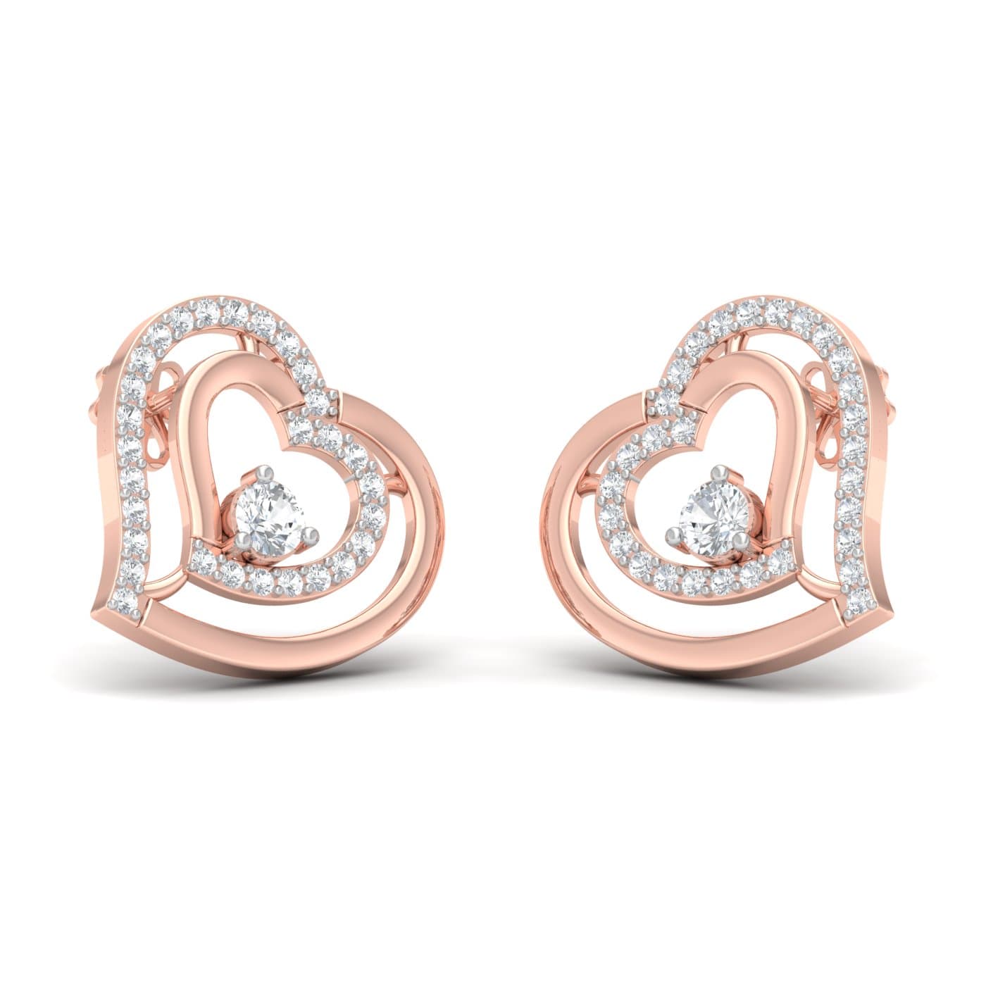 Duo Heart Diamond Earrings