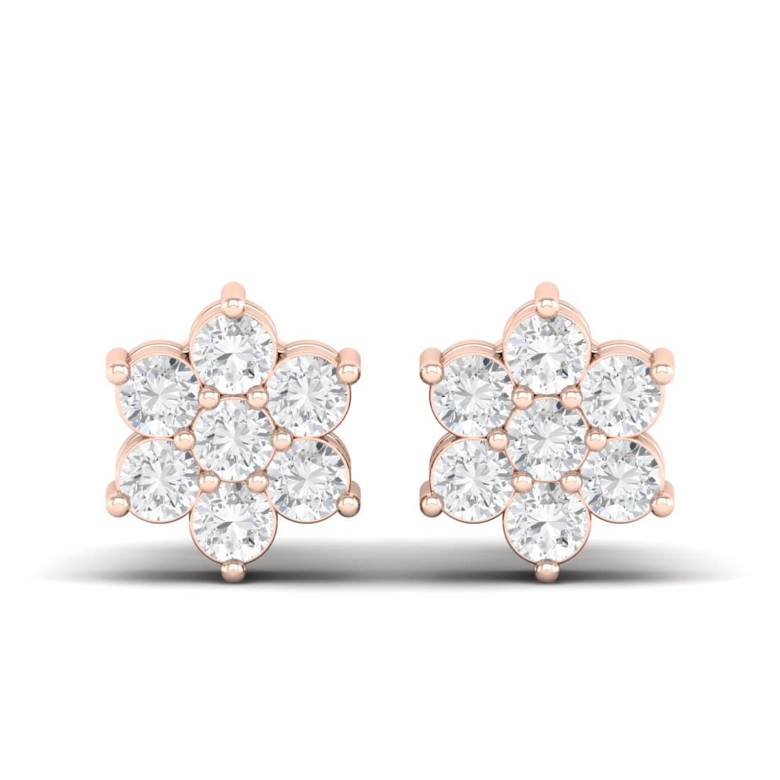 Round Fleur Diamond Earrings