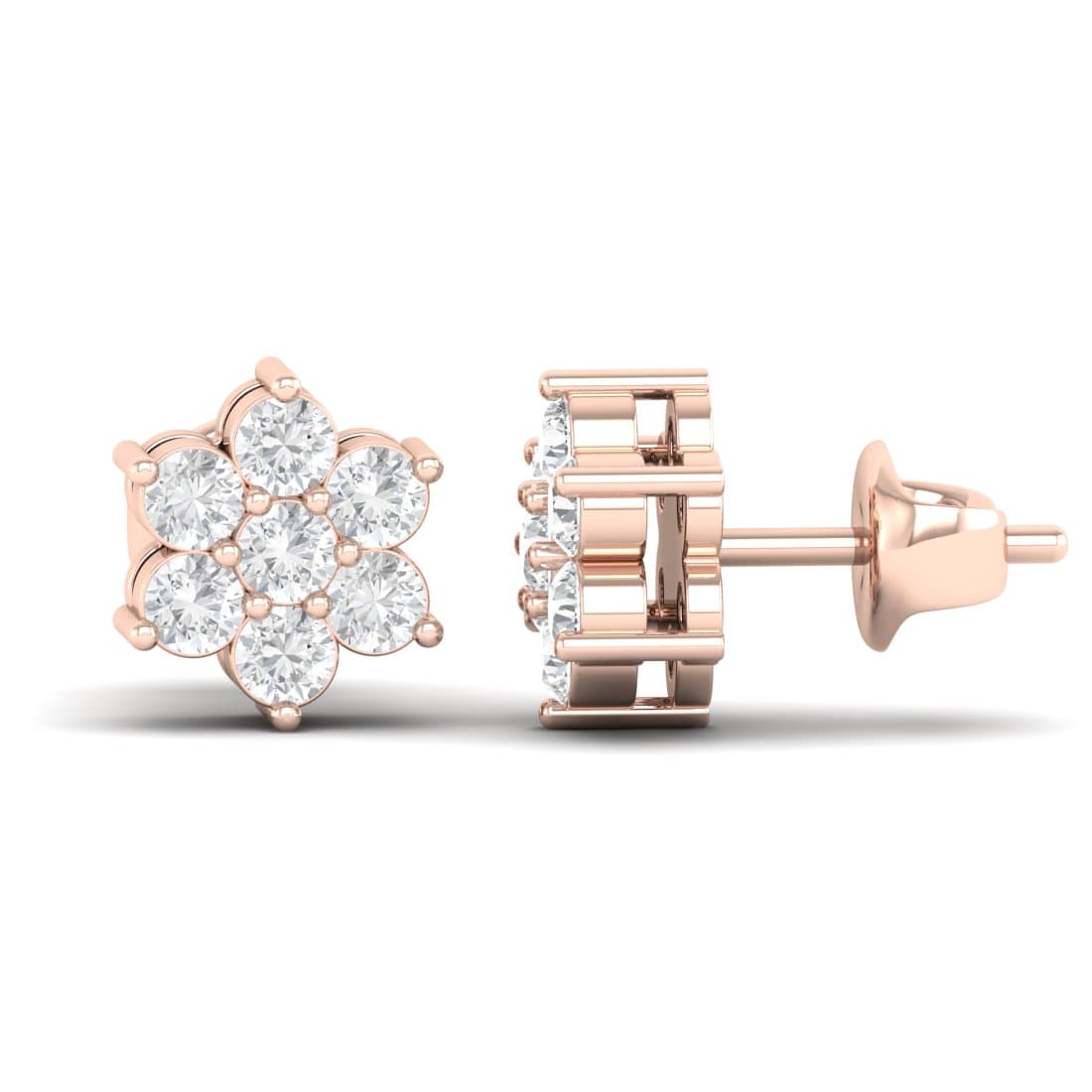 Round Fleur Diamond Earrings