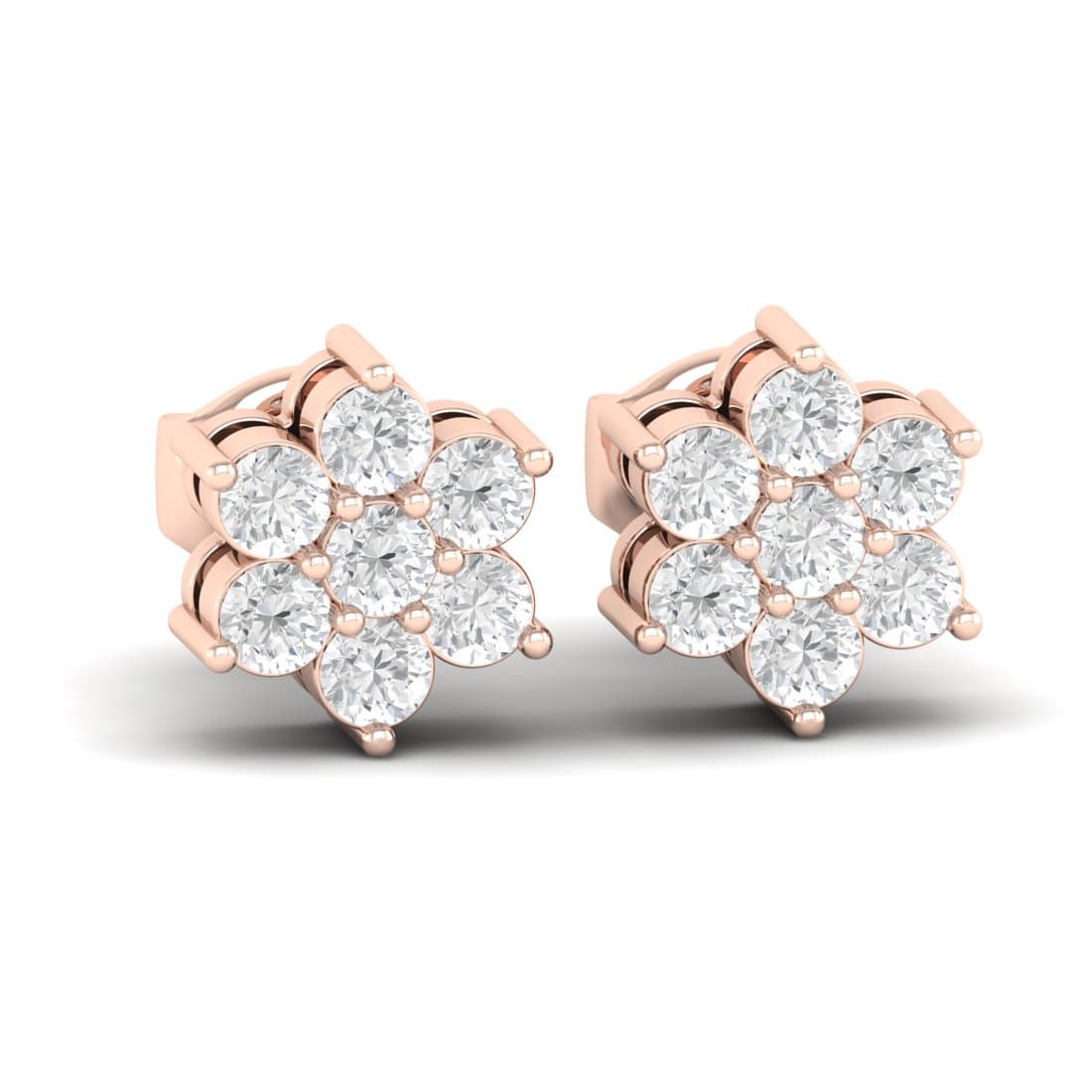 Round Fleur Diamond Earrings