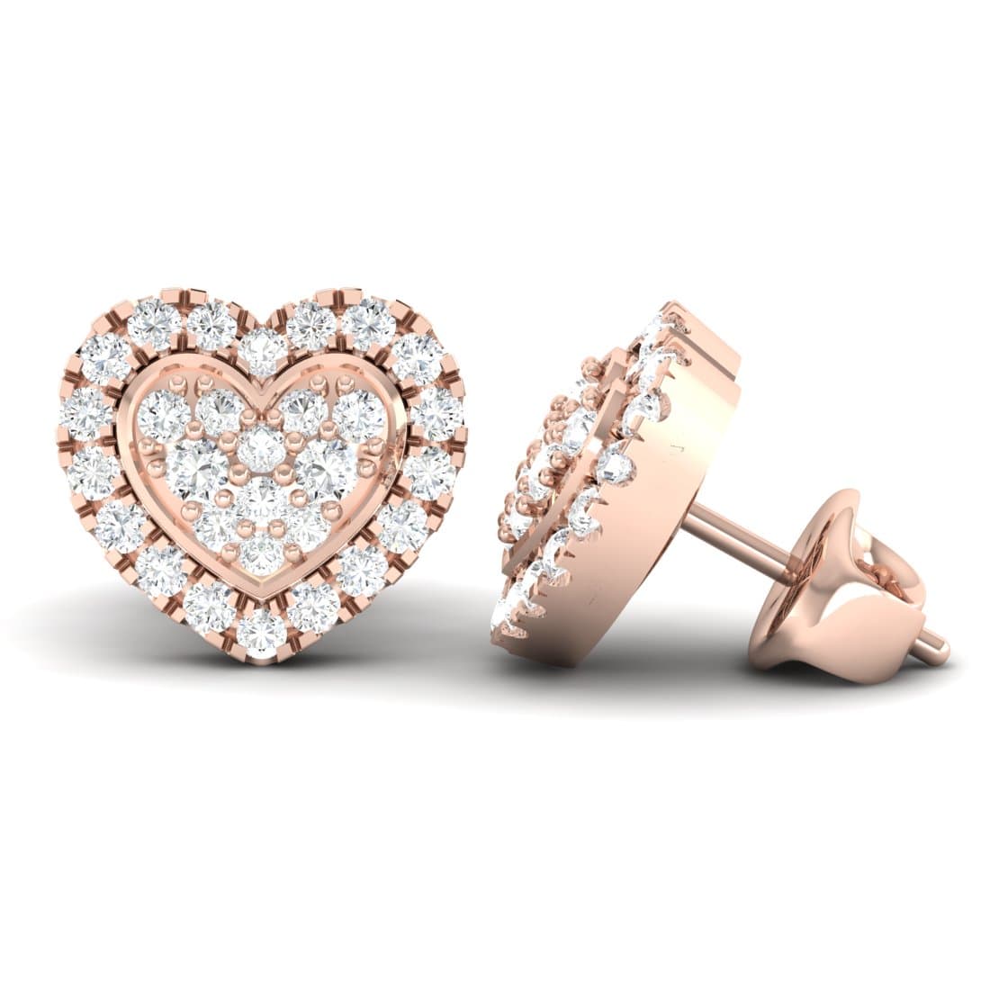 Round Frame Diamond Stud Earrings