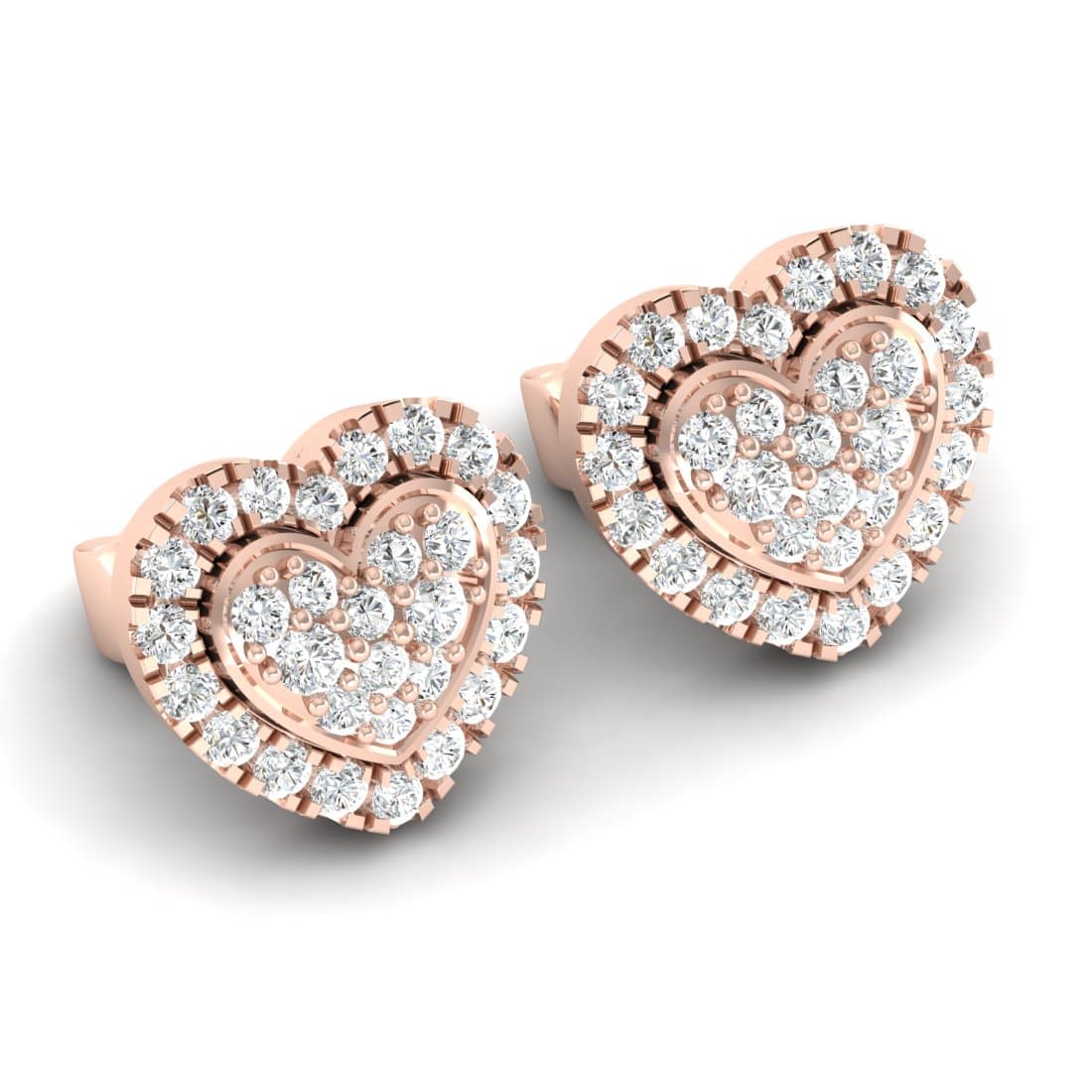 Round Frame Diamond Stud Earrings