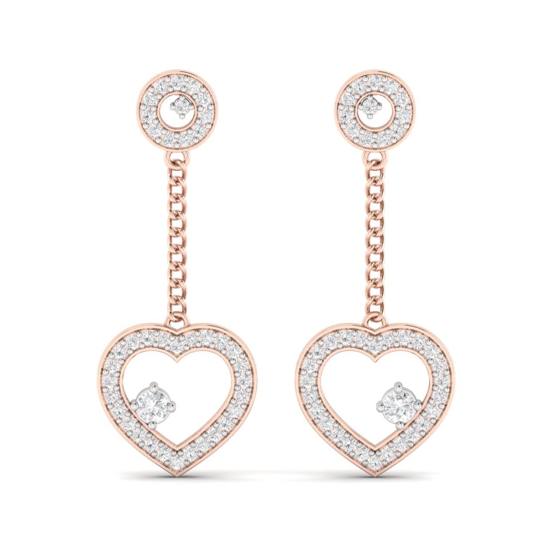 Anvi Heart Drop Diamond Earrings