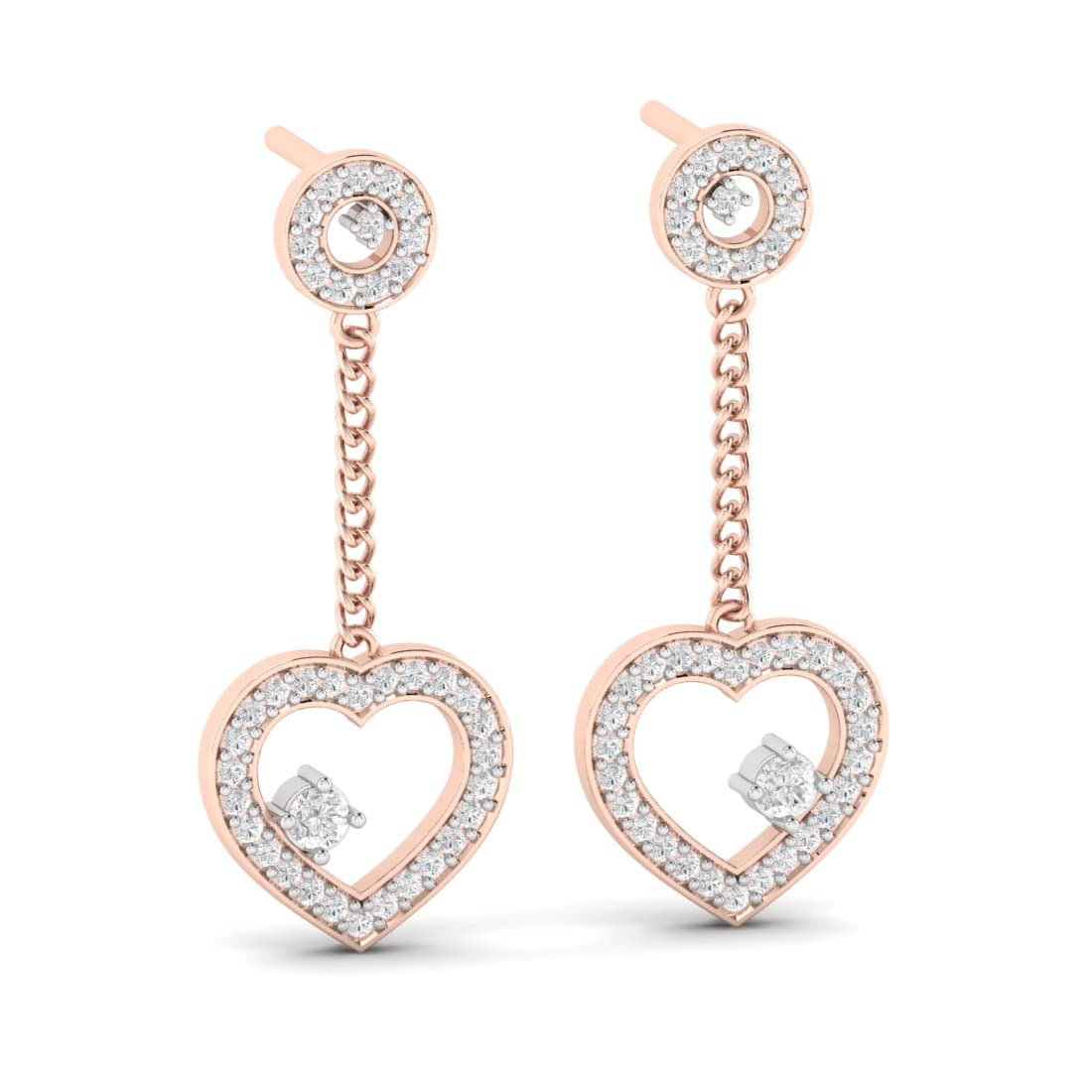Anvi Heart Drop Diamond Earrings