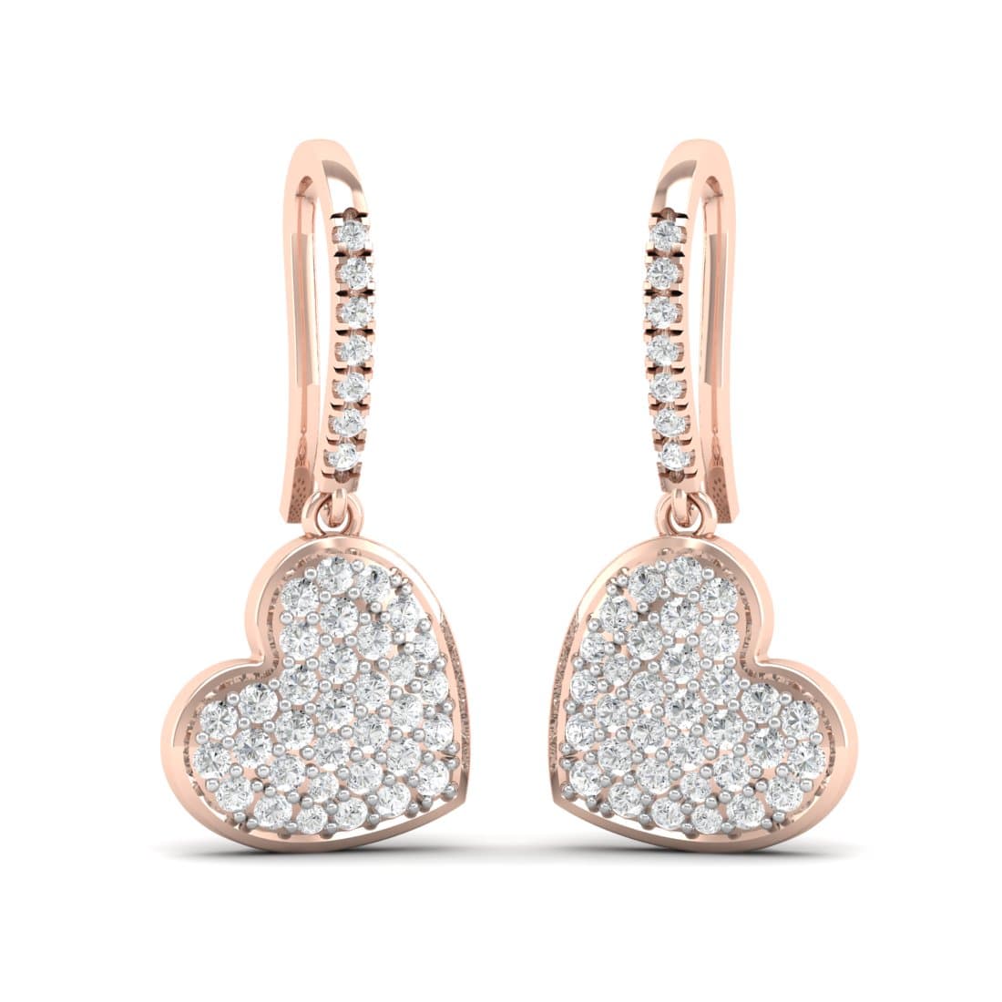 Duo Heart Drop Diamond Earrings