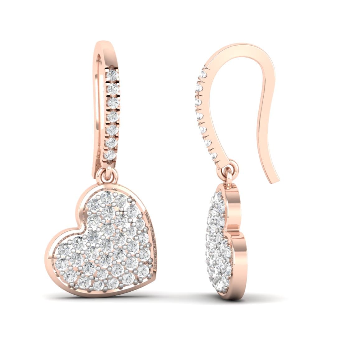 Duo Heart Drop Diamond Earrings