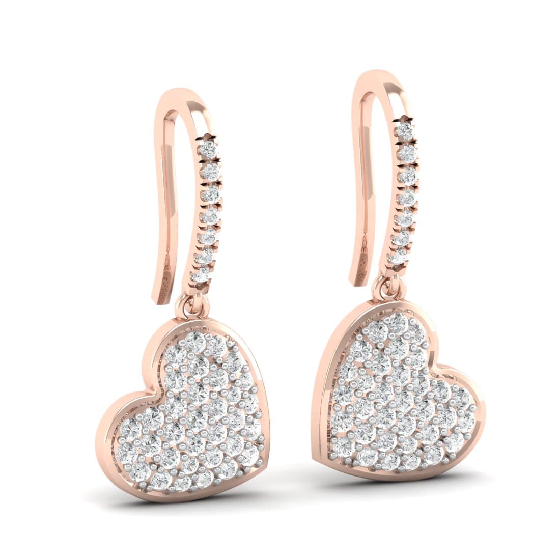 Duo Heart Drop Diamond Earrings