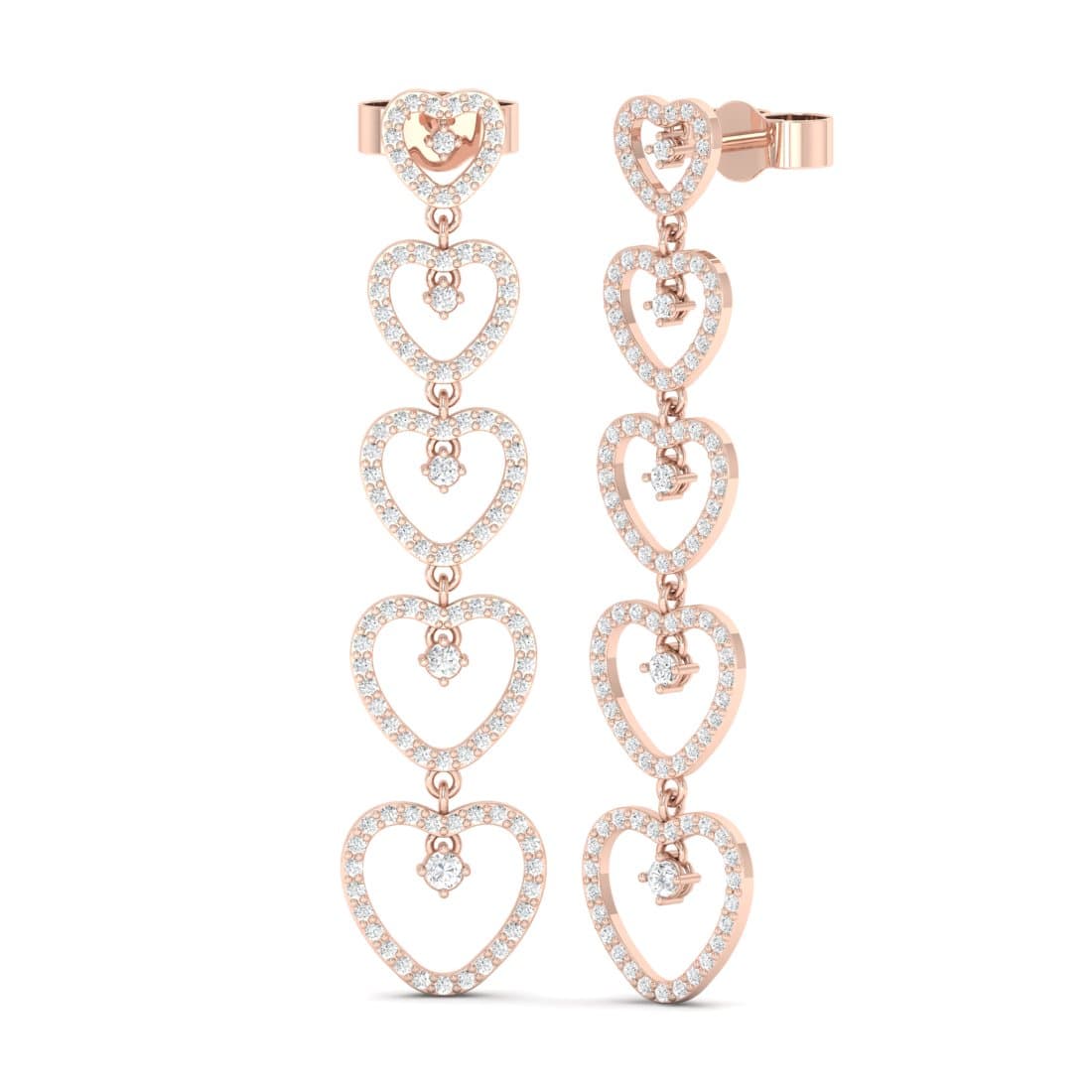 Fine Heart Drop Diamond Earrings