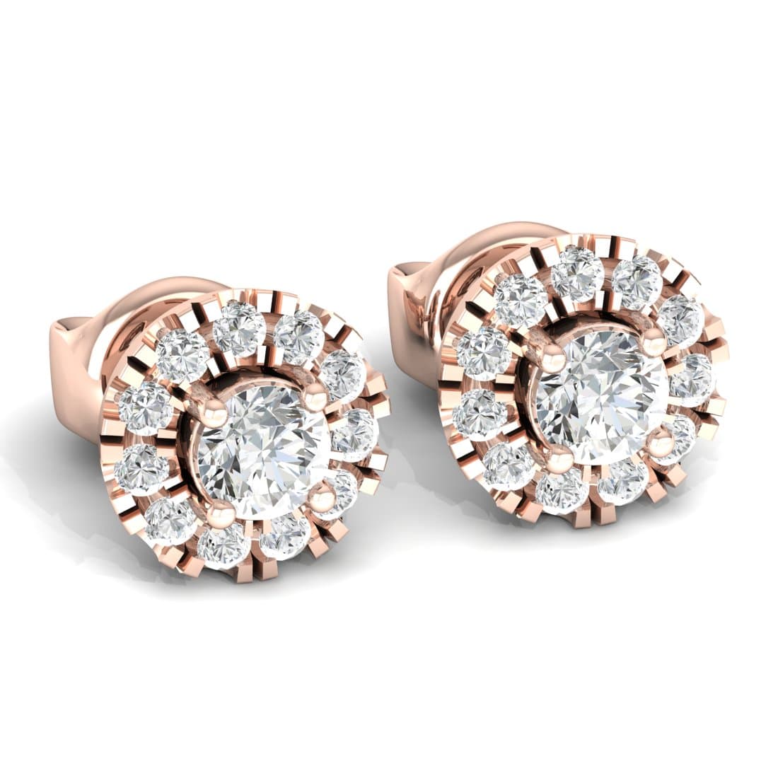 Round Cluster Diamond Earrings