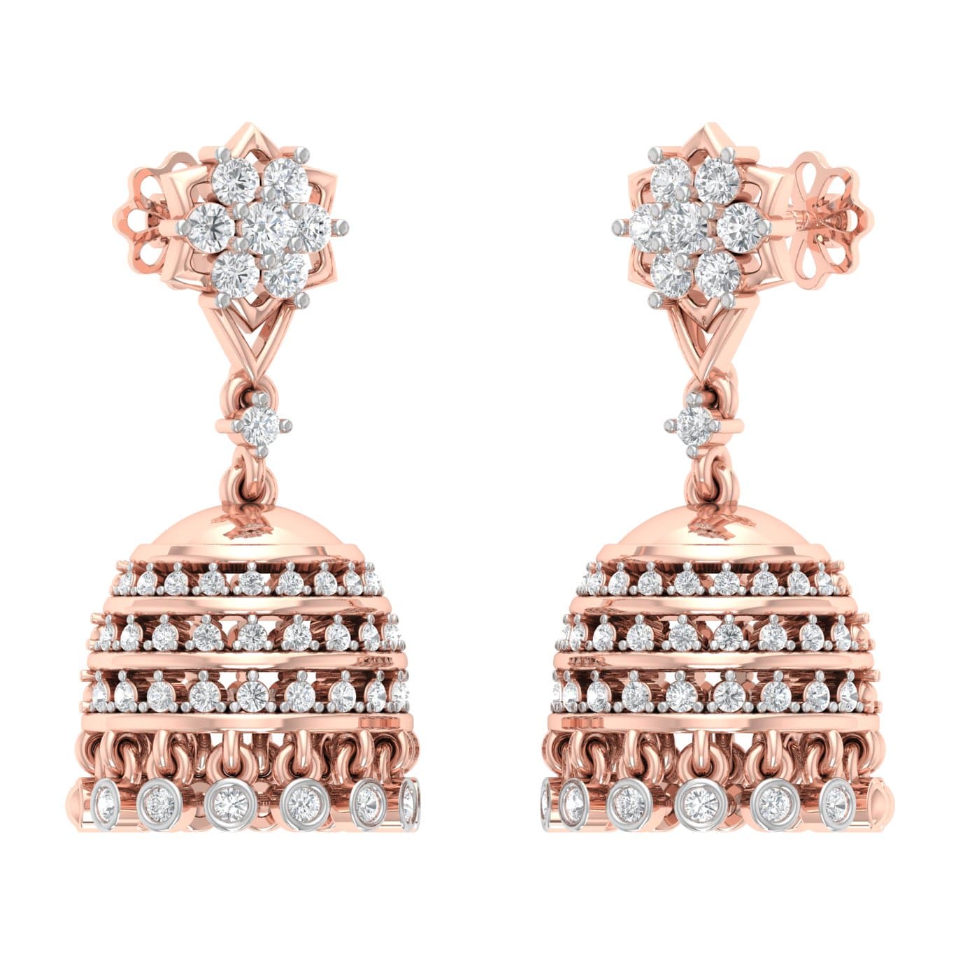 Rajata Traditional Diamond Jhumkas