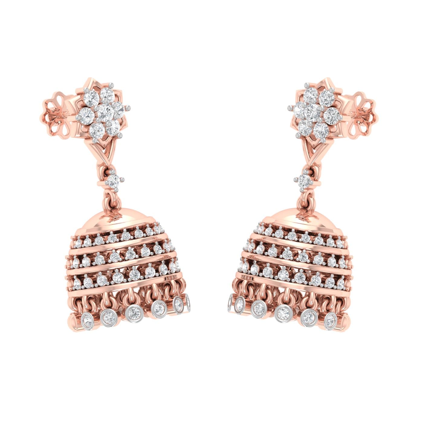 Rajata Traditional Diamond Jhumkas