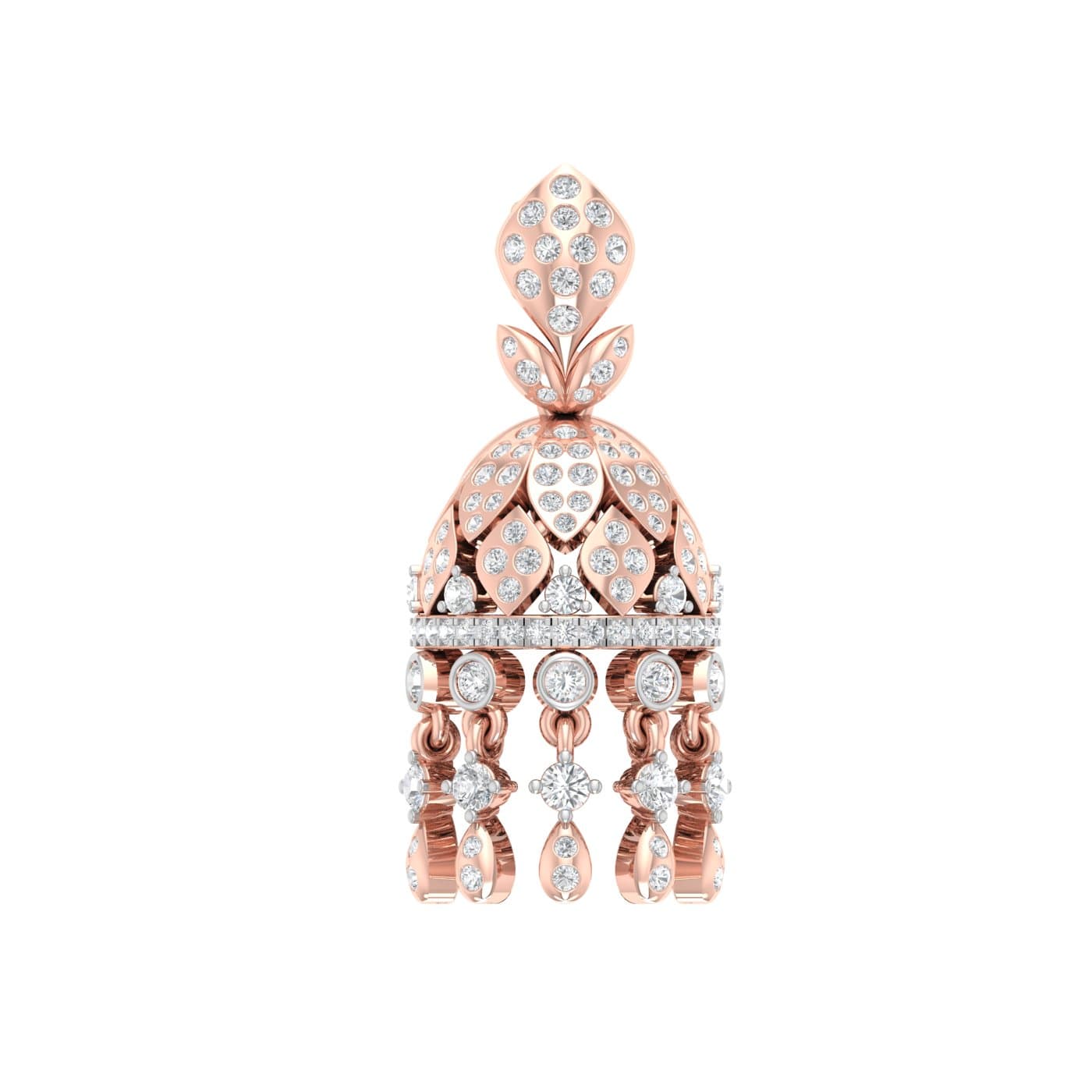 Leaf Beaded Diamond Jhumkas