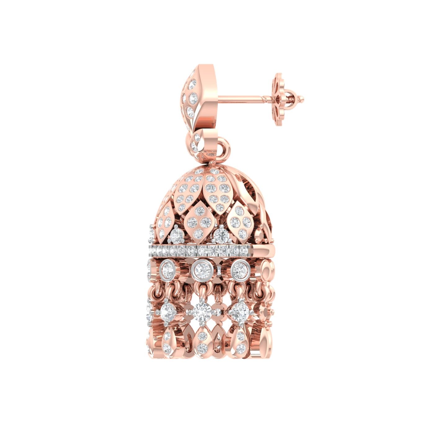 Leaf Beaded Diamond Jhumkas