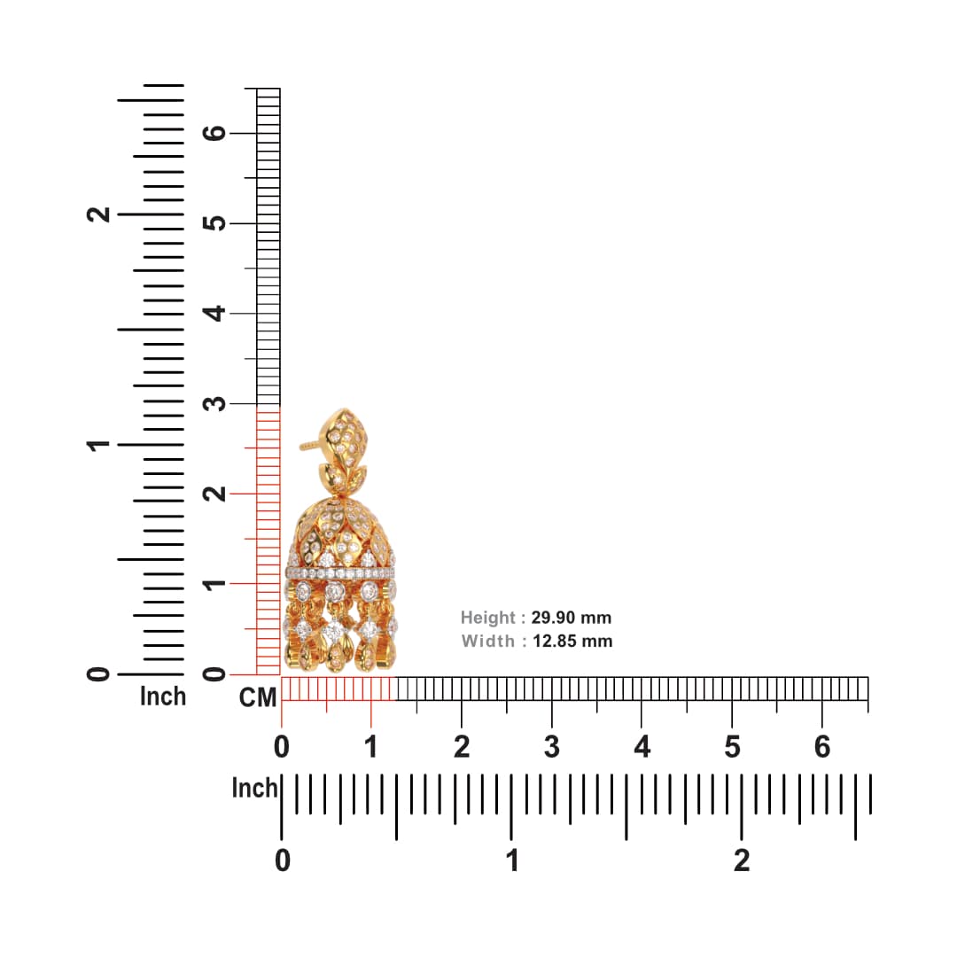 Leaf Beaded Diamond Jhumkas