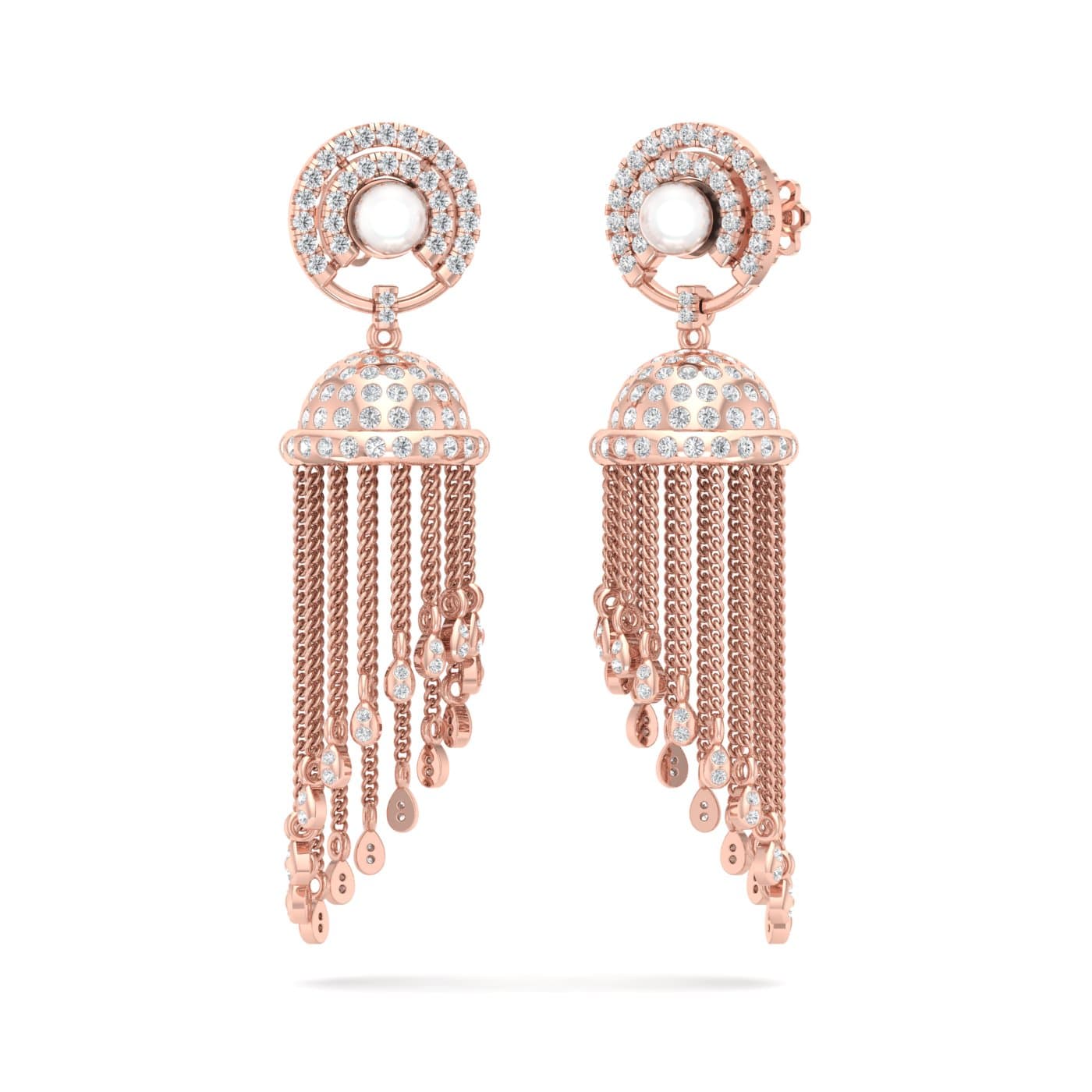 Long Beautiful Diamond Jhumkas