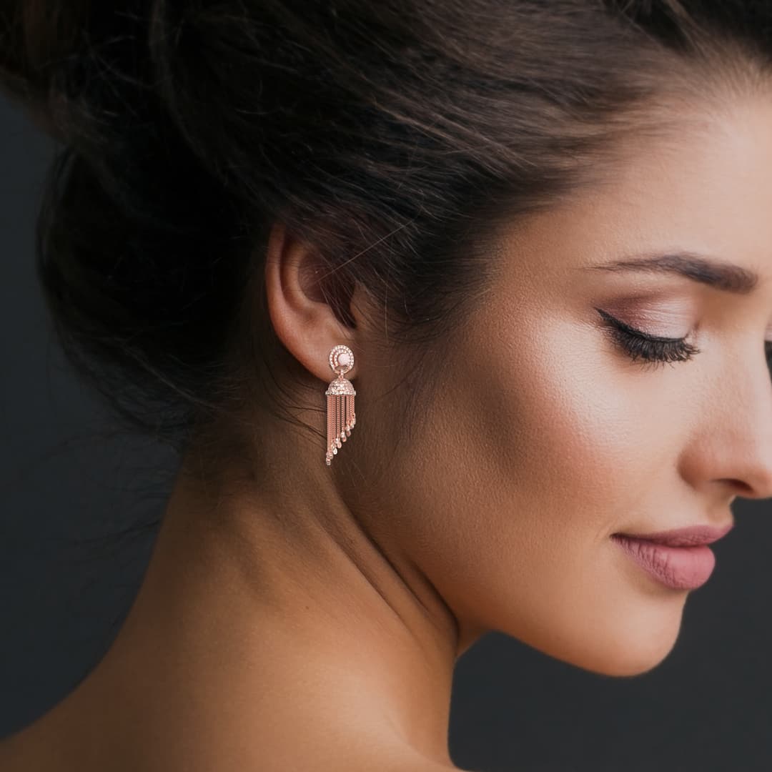 Long Beautiful Diamond Jhumkas