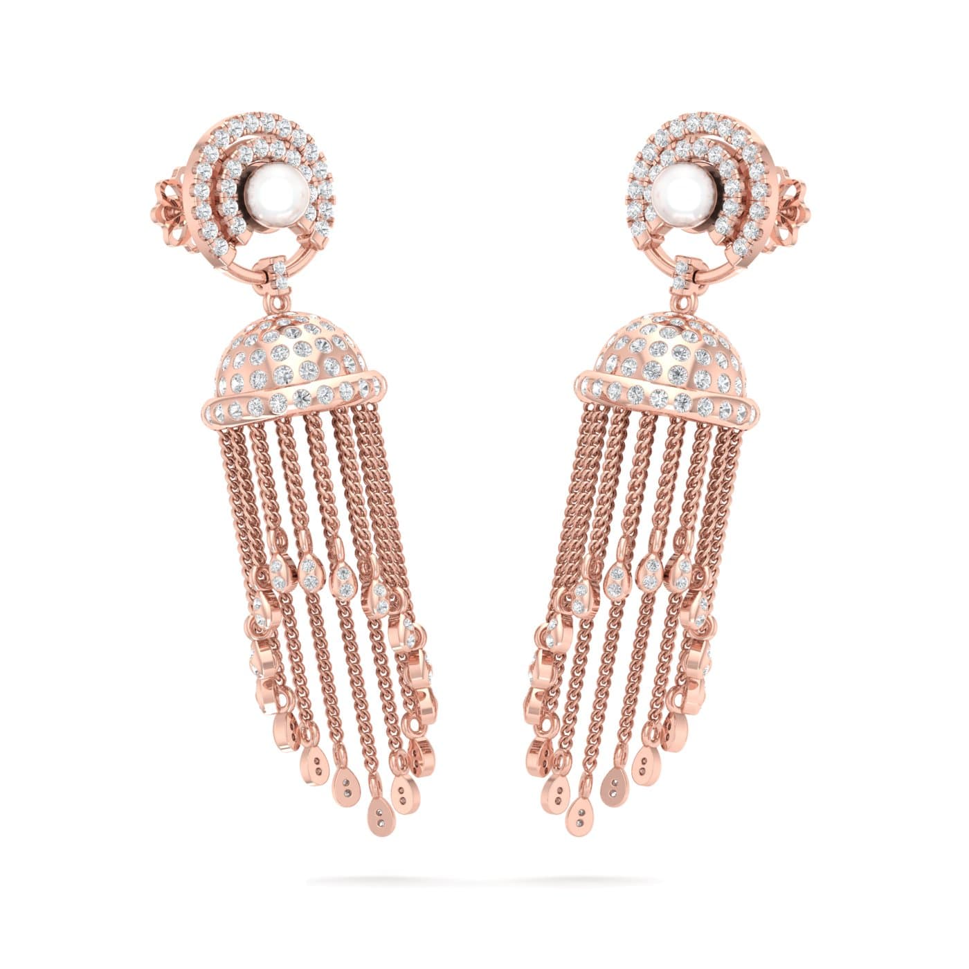 Long Beautiful Diamond Jhumkas