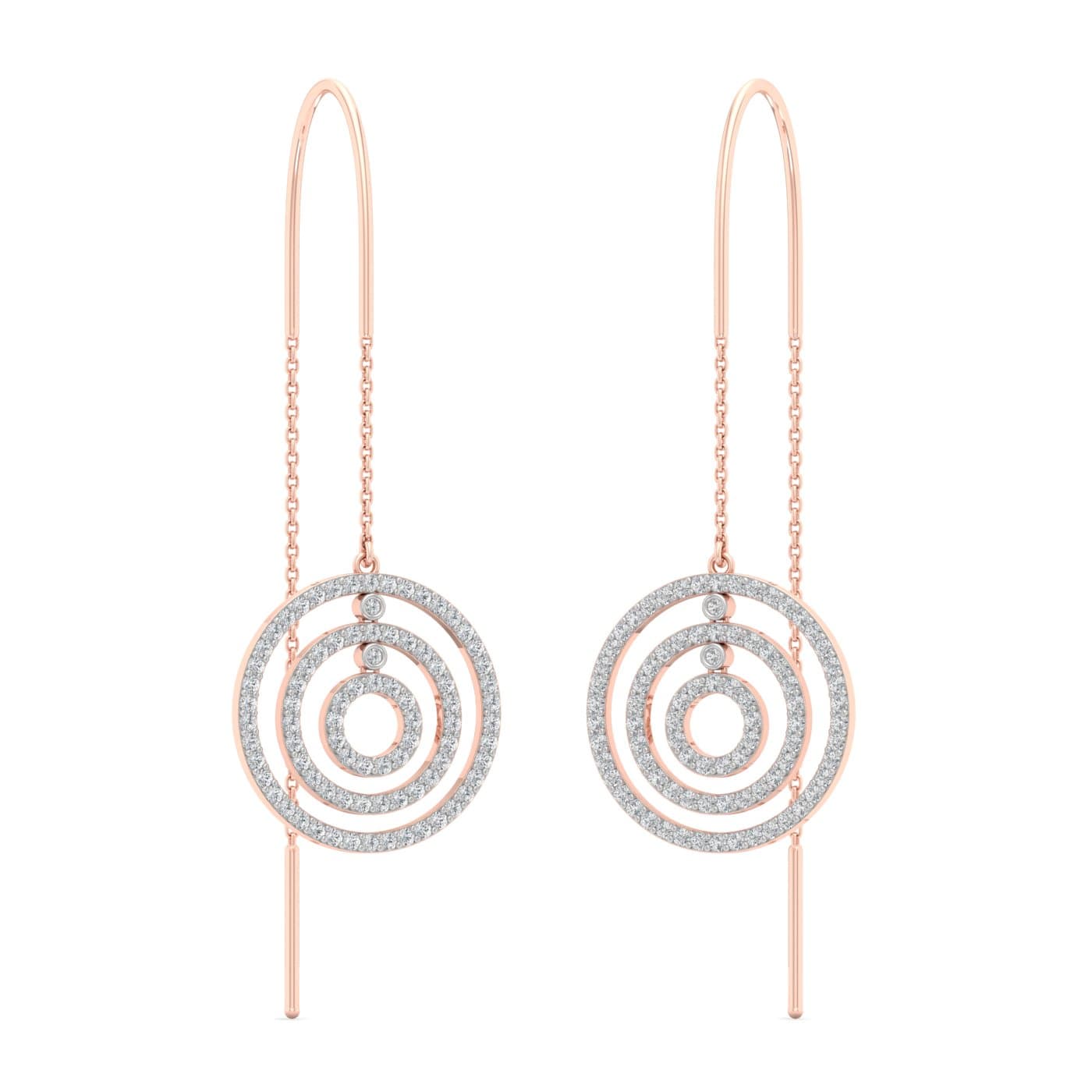 Glittering Circles Diamond Sui Dhaga Earrings