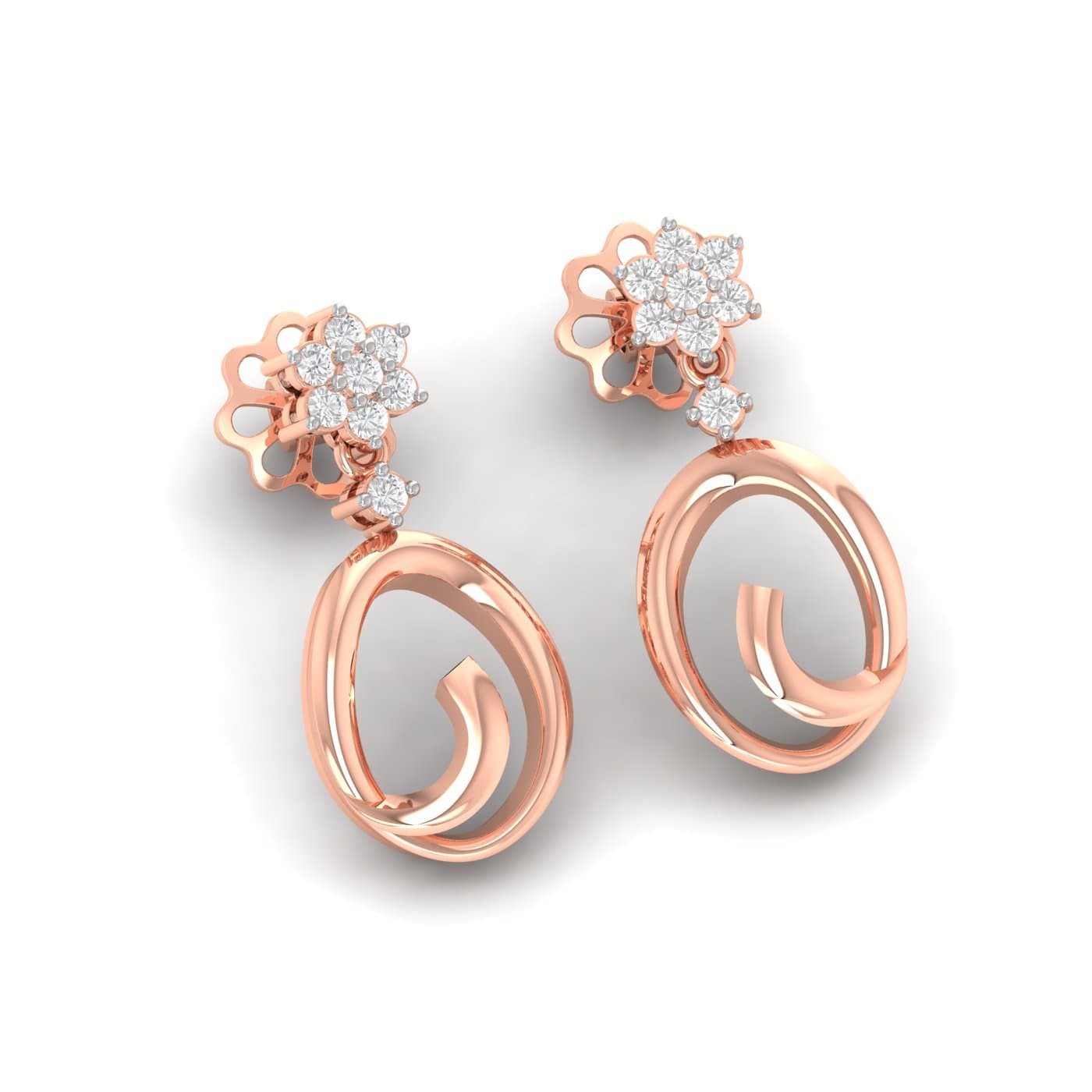 Floral Daire Drop Diamond Earrings