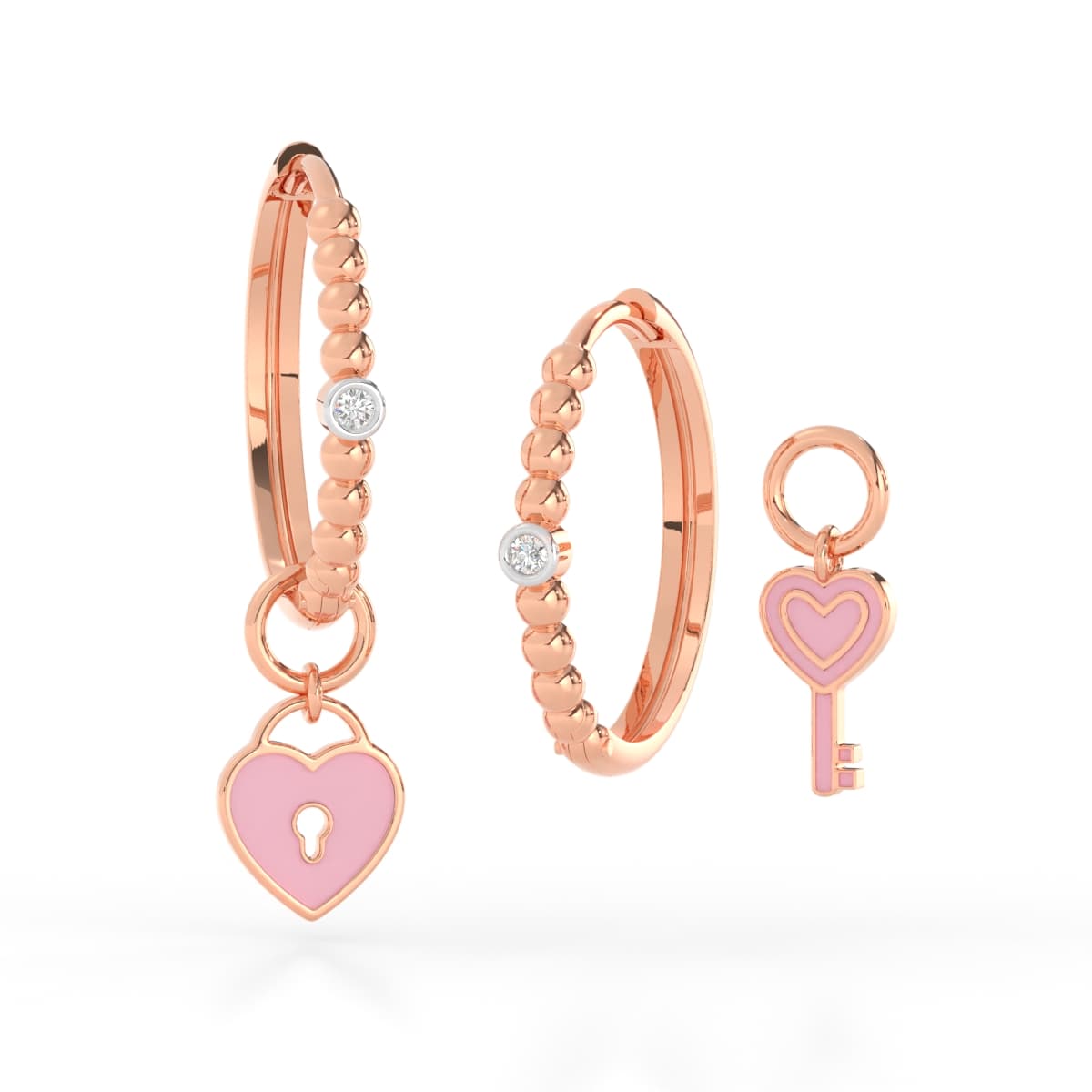 Key Heart Fashionable Diamond Earring