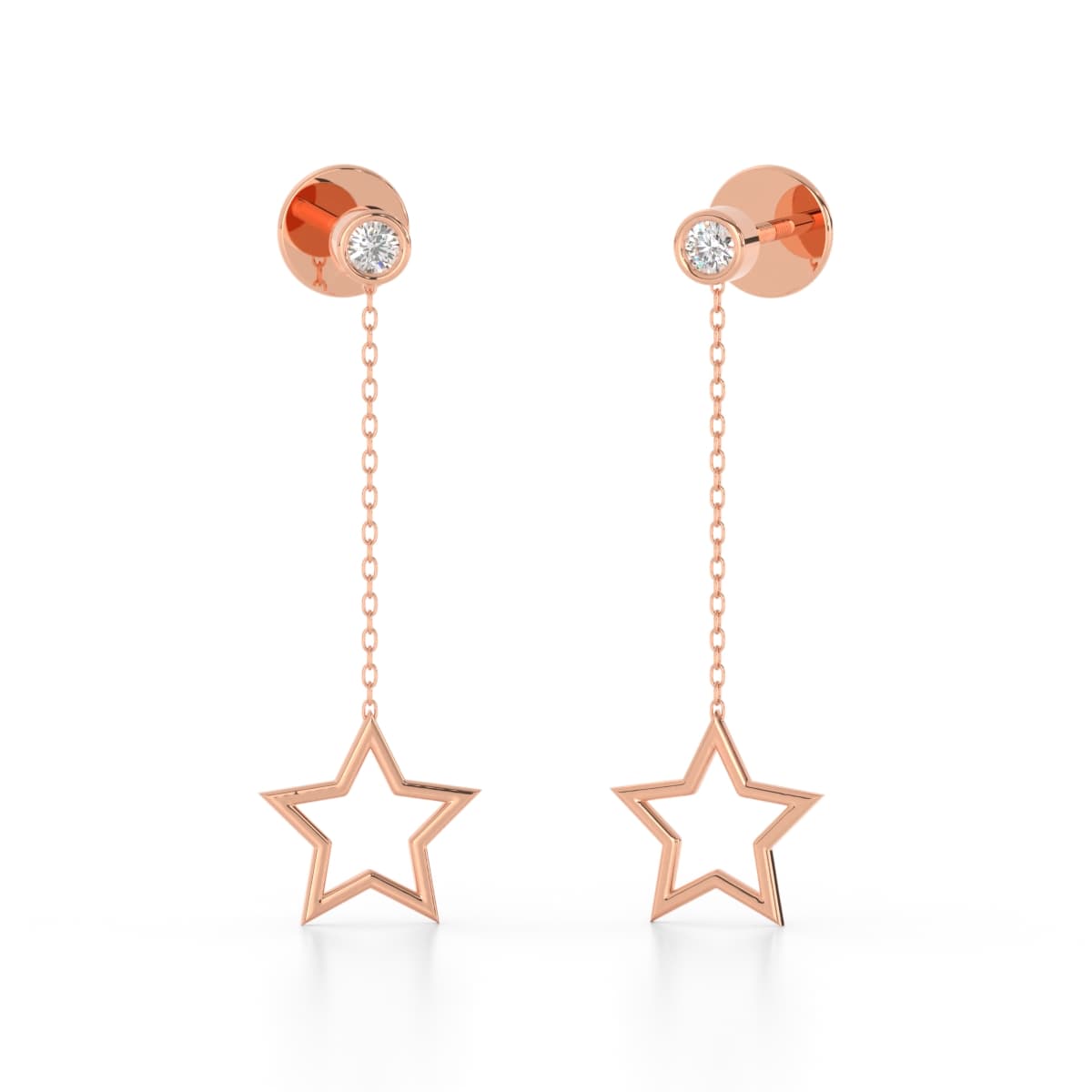 Star Gold Diamond Sui Dhaga Earrings