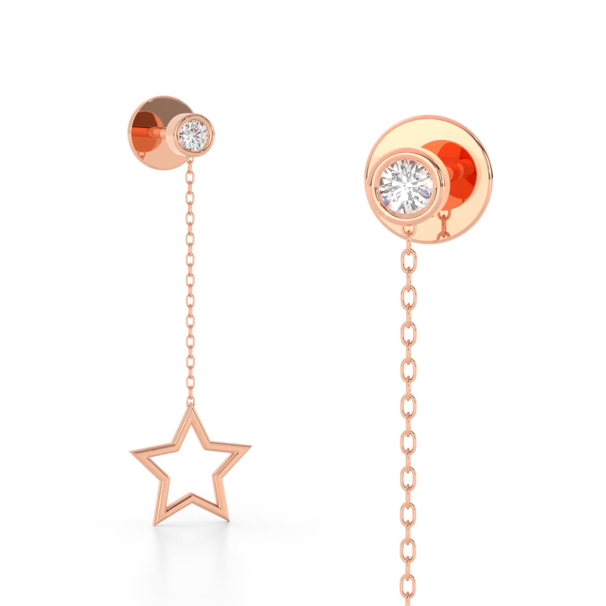 Star Gold Diamond Sui Dhaga Earrings
