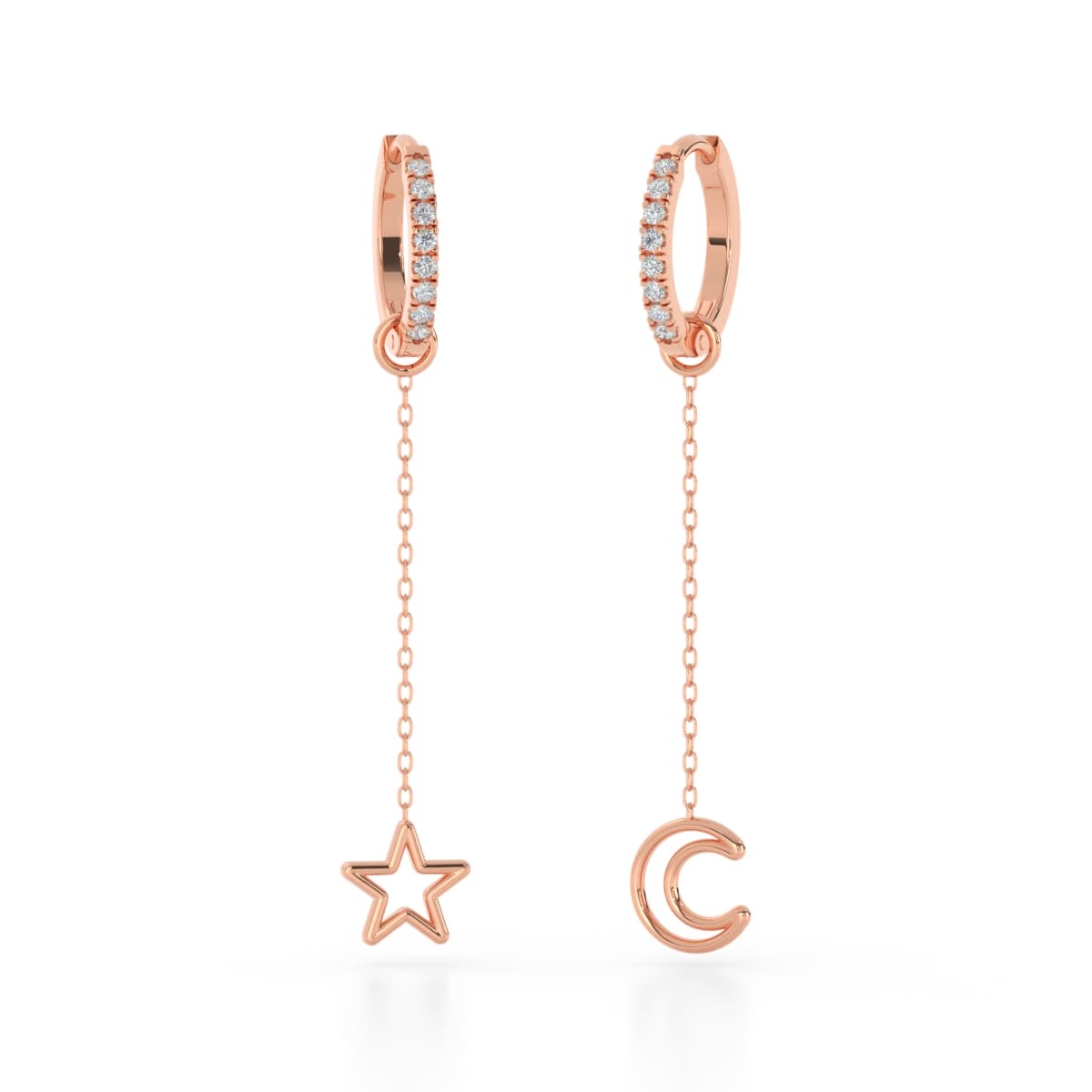 Star Moon Diamond Sui Dhaga Earrings