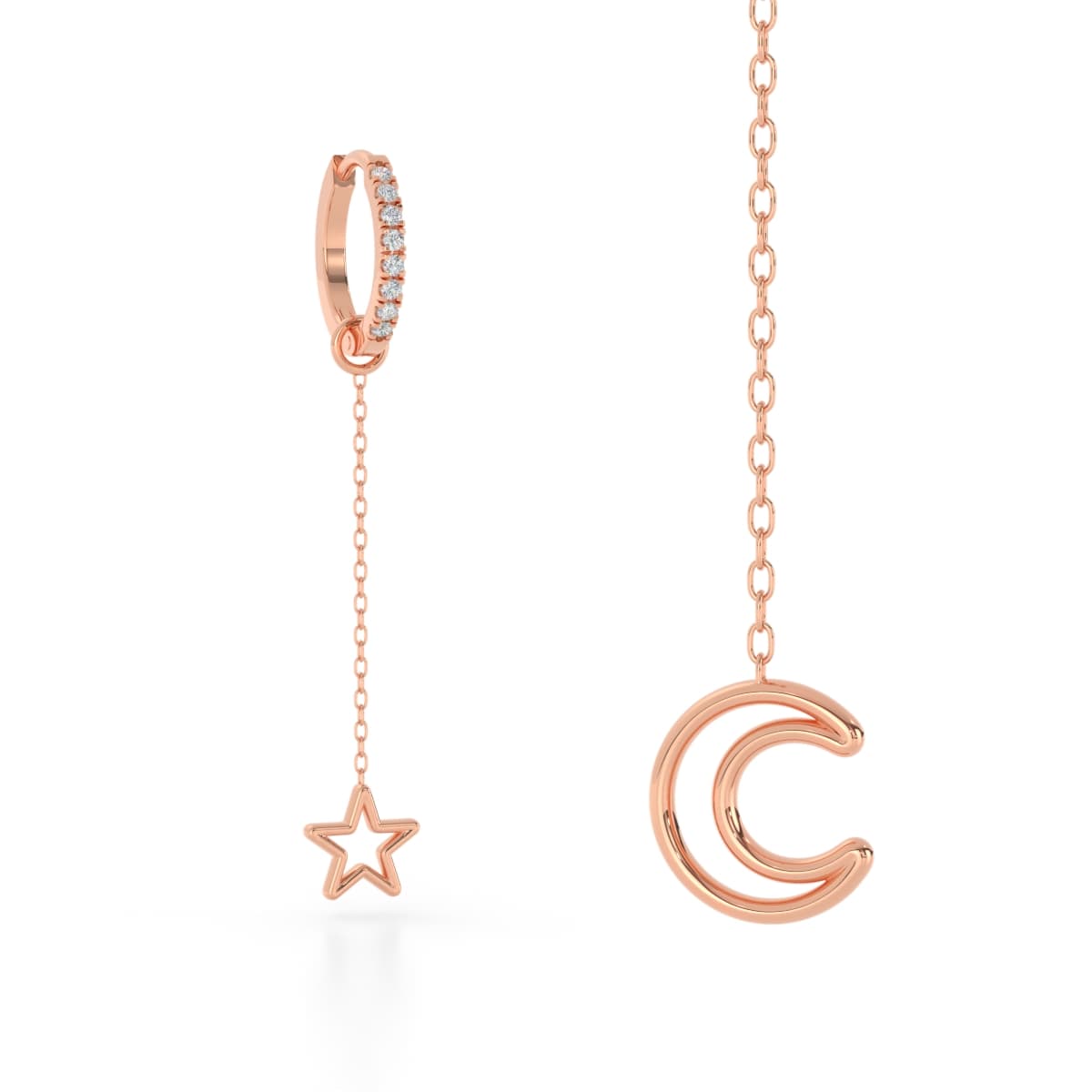 Star Moon Diamond Sui Dhaga Earrings