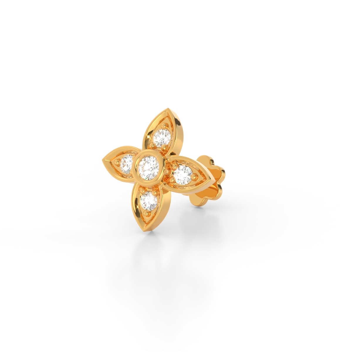 Four Petals Diamond Nose Pin