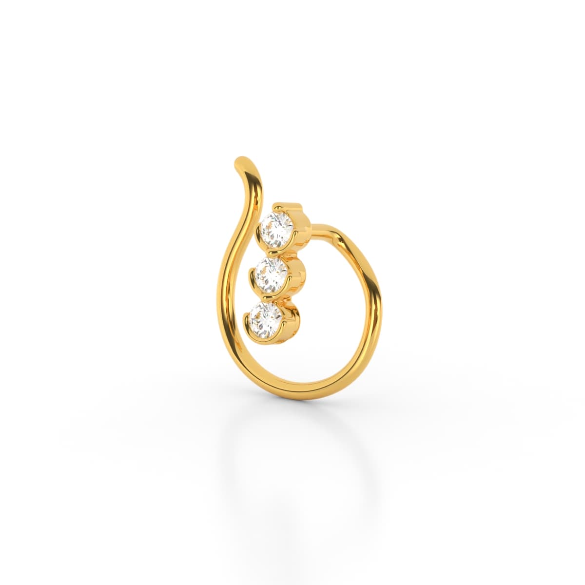 Three Stone Drop Diamond Nosepin