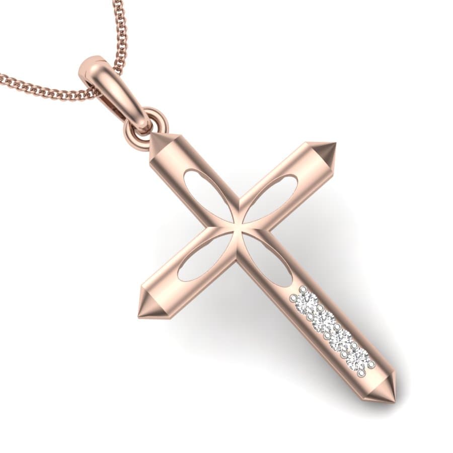 Petal Cross Diamond Pendant