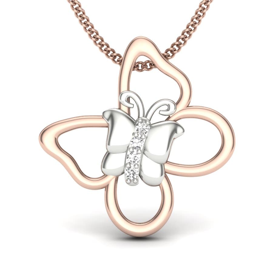 Dual Butterfly Diamond Pendant
