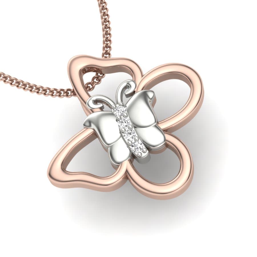 Dual Butterfly Diamond Pendant