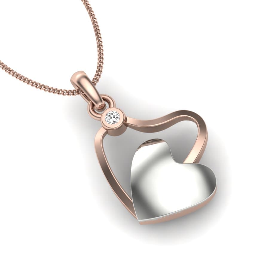 Dual Heart Diamond Pendant