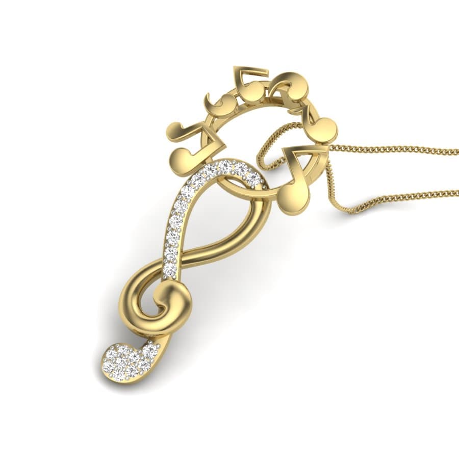 Music Note Diamond Pendant