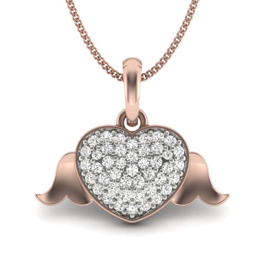 Heart Wings Diamond Pendant