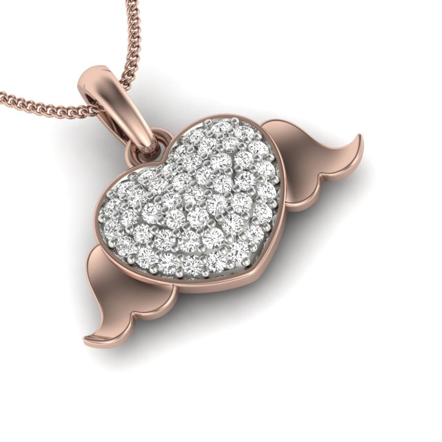 Heart Wings Diamond Pendant