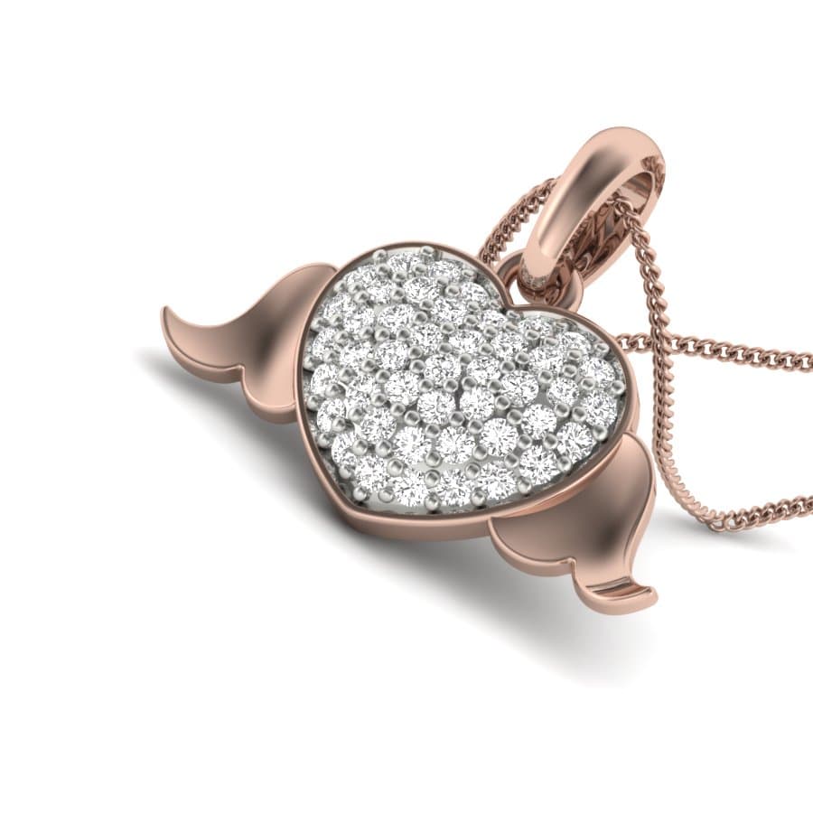 Heart Wings Diamond Pendant