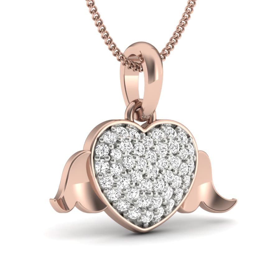 Heart Wings Diamond Pendant