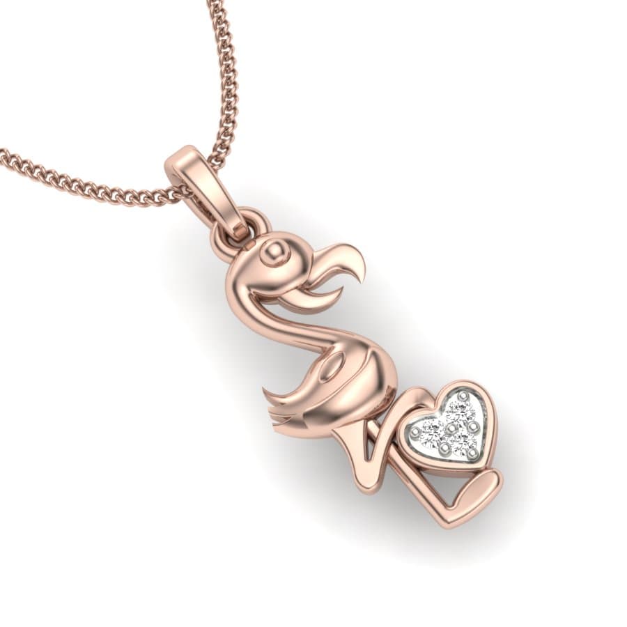 Sweet Flamingo Diamond Pendant