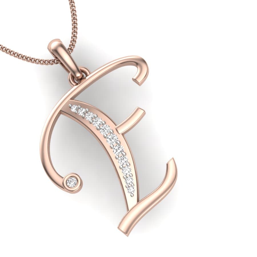 F Alphabet Diamond Pendant