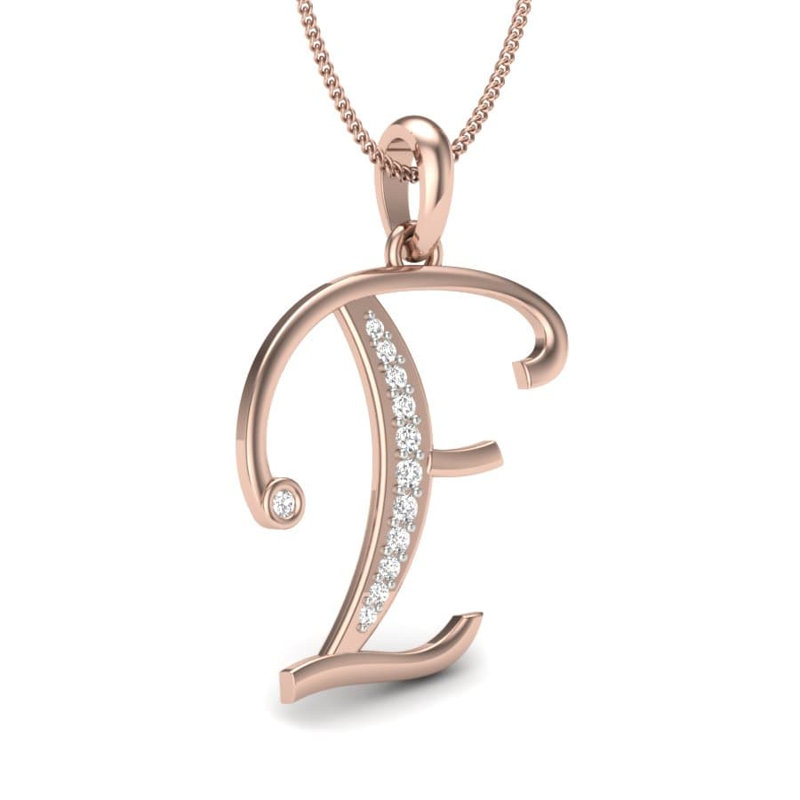 F Alphabet Diamond Pendant