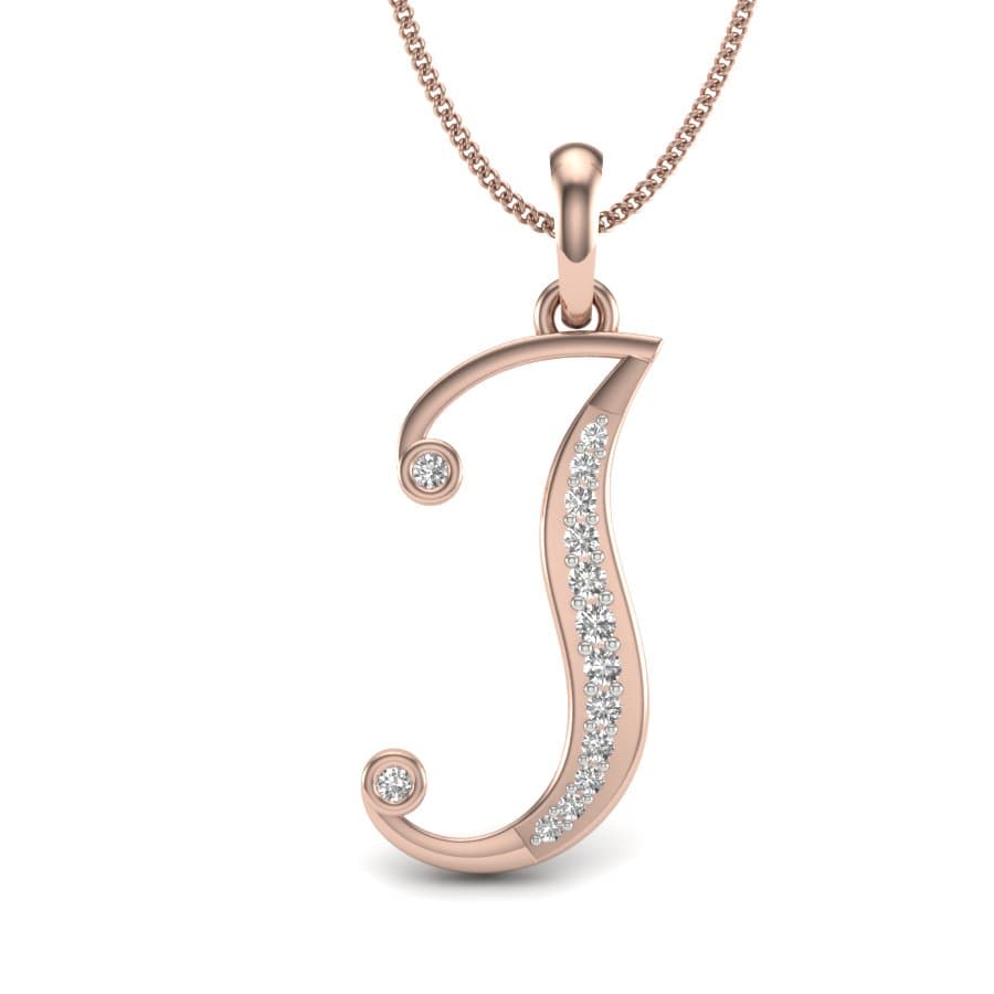 The Initial J Alphabet Diamond Pendant