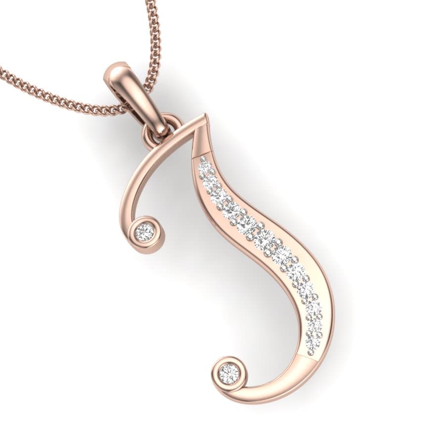The Initial J Alphabet Diamond Pendant