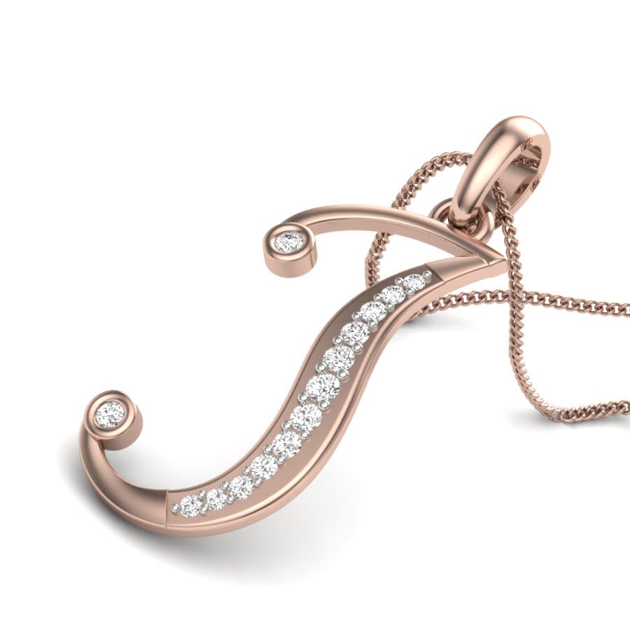 The Initial J Alphabet Diamond Pendant