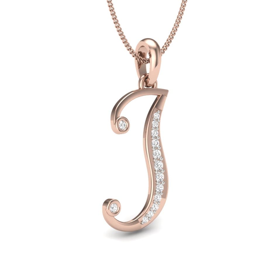 The Initial J Alphabet Diamond Pendant