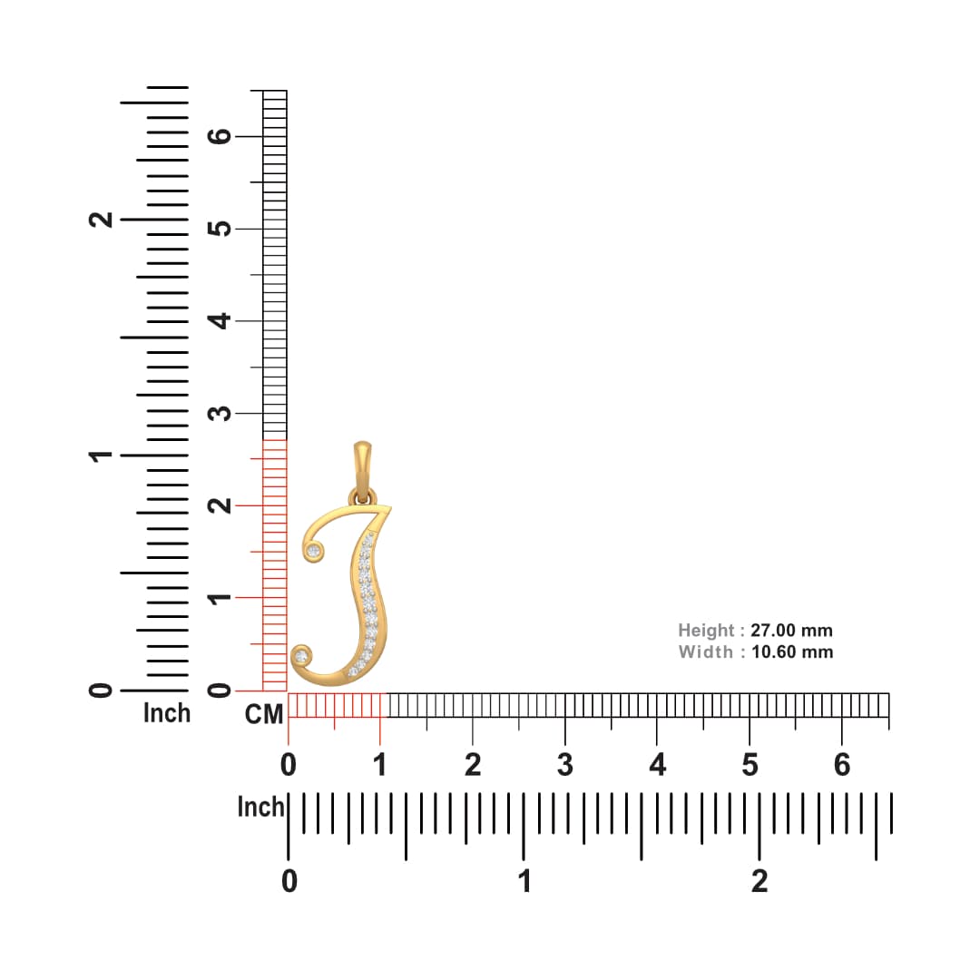 The Initial J Alphabet Diamond Pendant