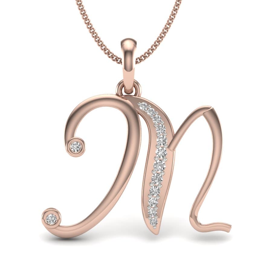 M Alphabet Diamond Pendant