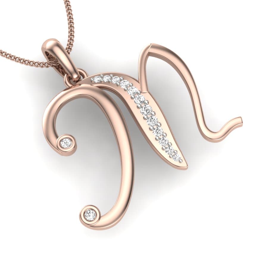 M Alphabet Diamond Pendant